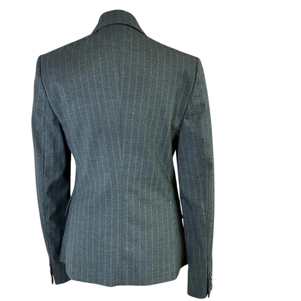 Сделано в Италии Benetton Blazer размер ЕС 38 черный фиолетовый булавка полоски одна кнопка - Изображение 4 из 4