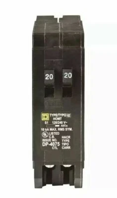 HOMT2020 Square D Homeline 20 amp Twin 20/20 1 Pole Tandem Circuit Breaker