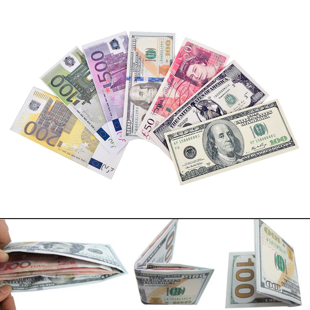 Chic Unisex Currency Notes Pattern Pound Dollar Euro Purse WalletB