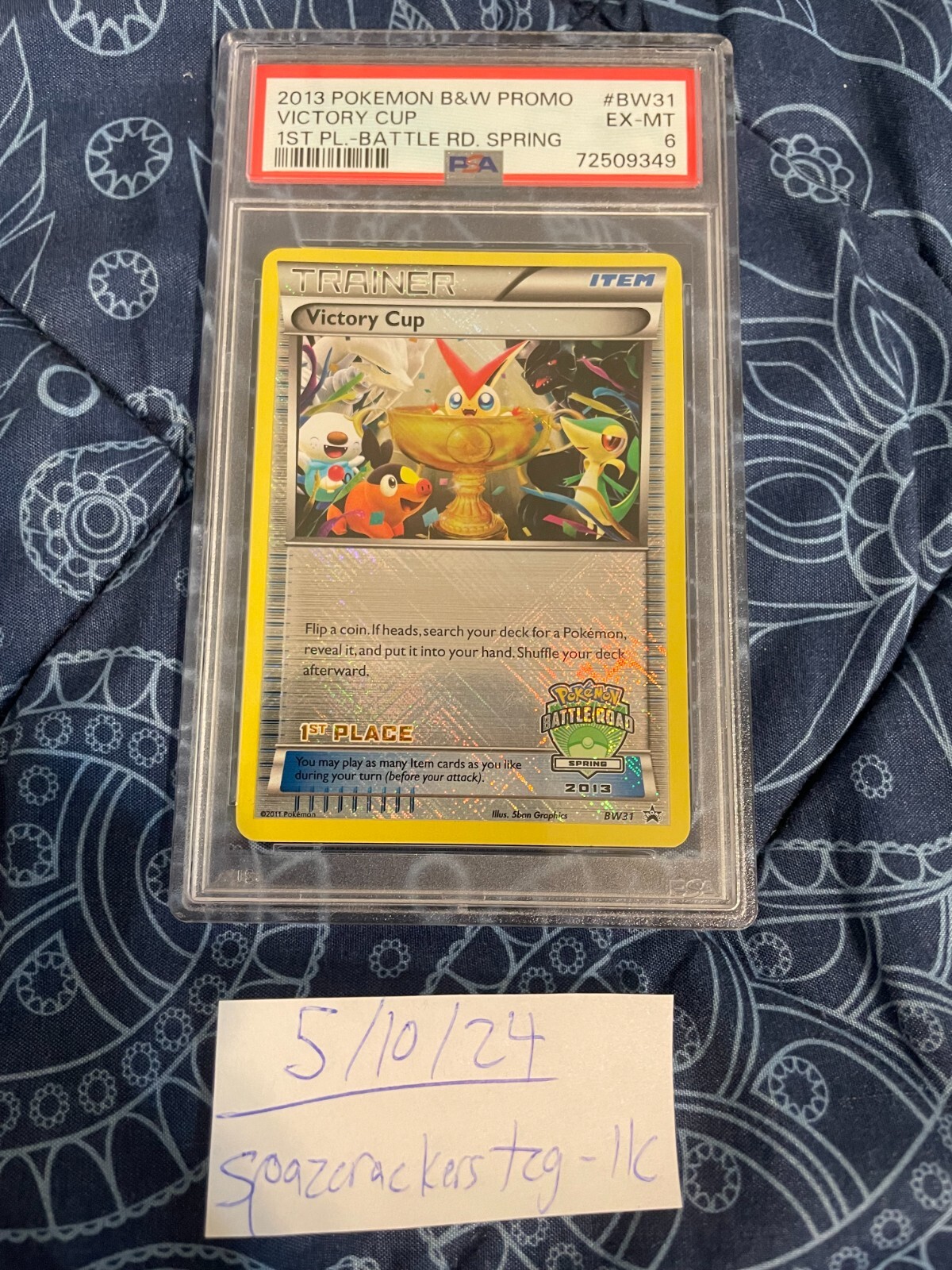 Pokémon TCG Victory Cup BW31 2013 Spring 1st Place Battle Rd PSA 6 FREE SHIPPING