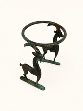 Vintage Goat Ram Cast Metal Plant Stand Candle Holder 5.5 Goats On Slant