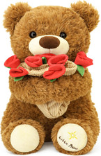 15"Teddy Bear Rose Bouquet Plush Large Stuffed Animal Valentine's Day Gift Brown