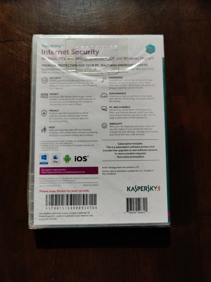 Kaspers Internet Security Premium Protection 3 Devices Sealed Windows MAC iOS - Image 2 of 2