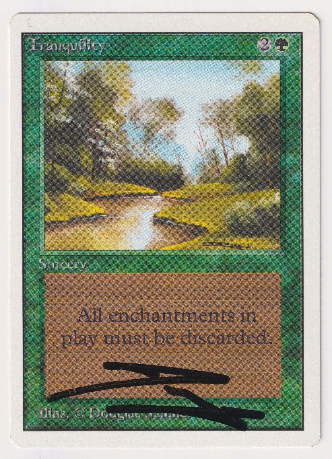 Signed Tranquility MP Unlimited Edition Artist Douglas Shuler 1993 MTG Magic EDH