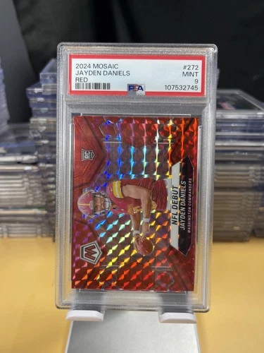 2024 Panini Mosaic #272 Jayden Daniels Camo Red Prizm Rookie NFL Debut PSA 9