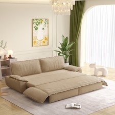 Convertible Sofa Bed Sleeper w/Pull-Out Queen Bed, Corduroy Sofa Couch Lounge