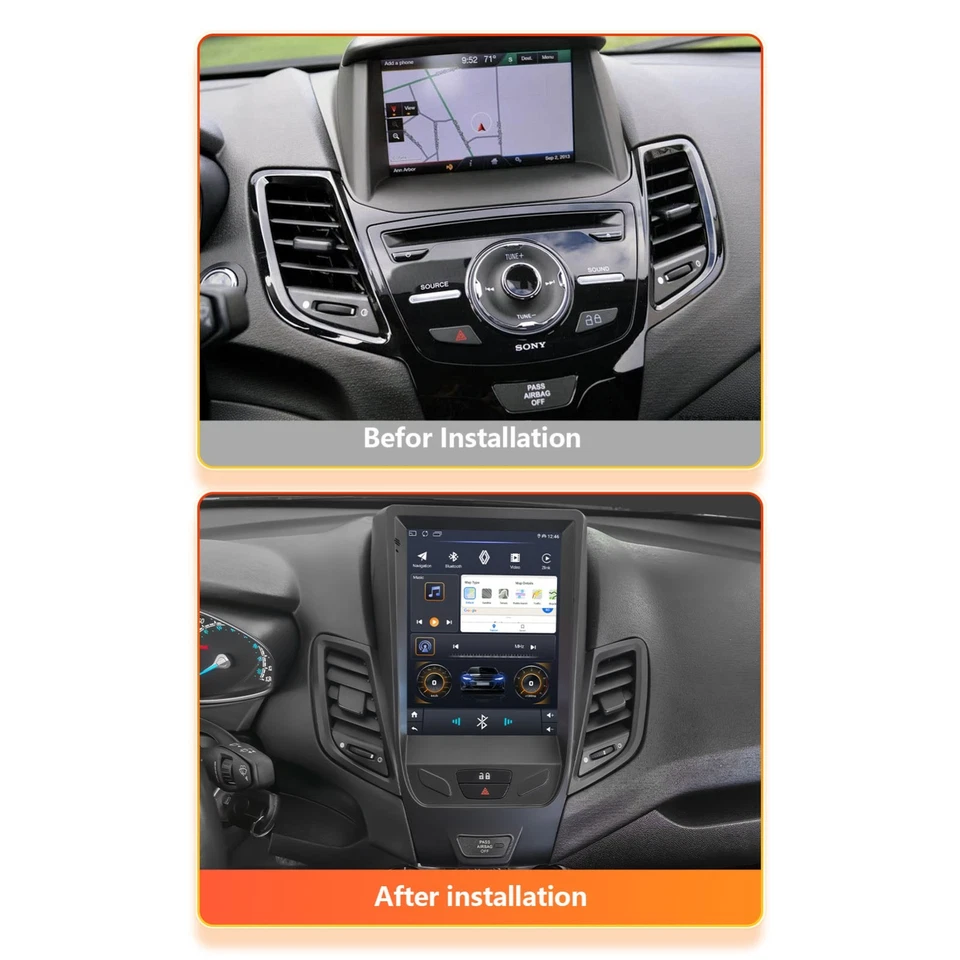 Radio estéreo Android 64 GB GPS navegación WiFi Carplay DSP para Ford Fiesta 2009-16 9,7" Foto 4 de 4