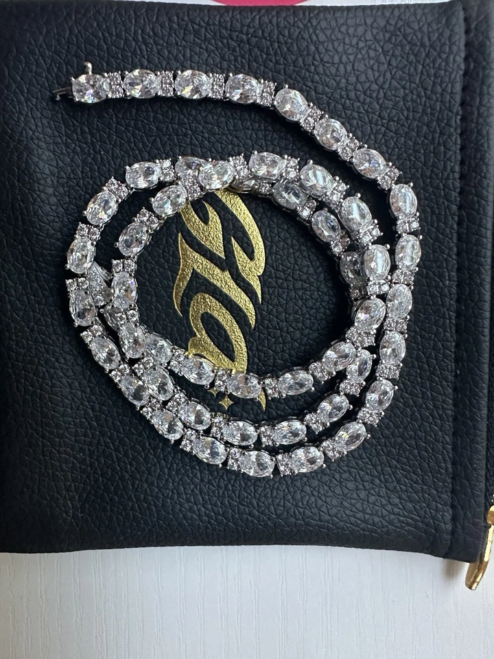 "Cadena de tenis de corte ovalado mezclado con diamantes GLD - 5 mm 22"" pulgadas" Foto 3 de 4