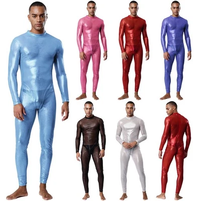 Männer Unitard Zwickel Body Elasthan Jumpsuit Strumpfhosen Nachtwäsche Party - Bild 1 von 3