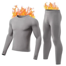 Long Johns for Men Thermal Underwear Soft Fleece Lined Base Layer X-Large Grey