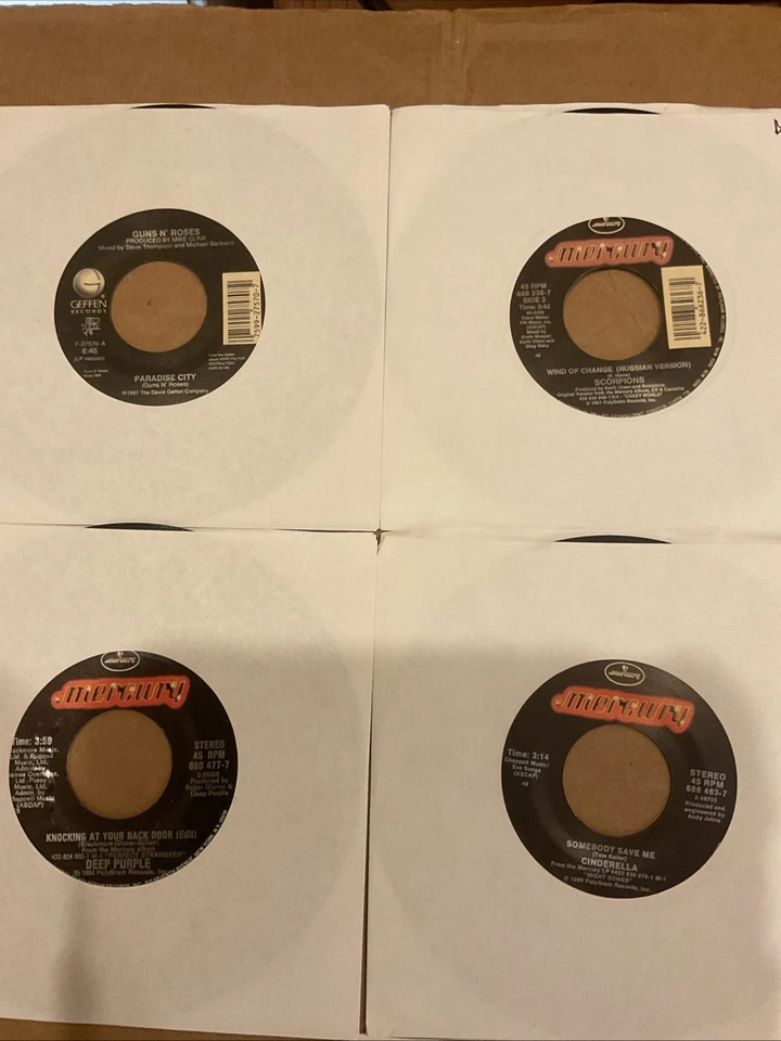 Lot of 7 Guns N Roses Scorpions Whitesnake Deep Purple Def Leopard 7" 45 Records Foto 2 de 4