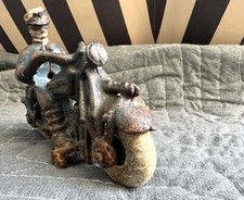 Early 1930s Antique HUBLEY Cast Iron Champion Police Motorcycle Toy Cloth Cap