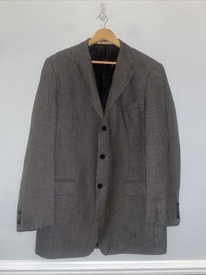 Joseph Abboud Blazer Herren Anzug Sakko 42 L Schwarz Weiß Wolle 
