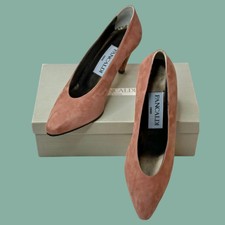 Pancaldi 1888 Suede Pumps Shoes Women 8.5B Pale Pink Pointy Toe w/Box Italy VTG