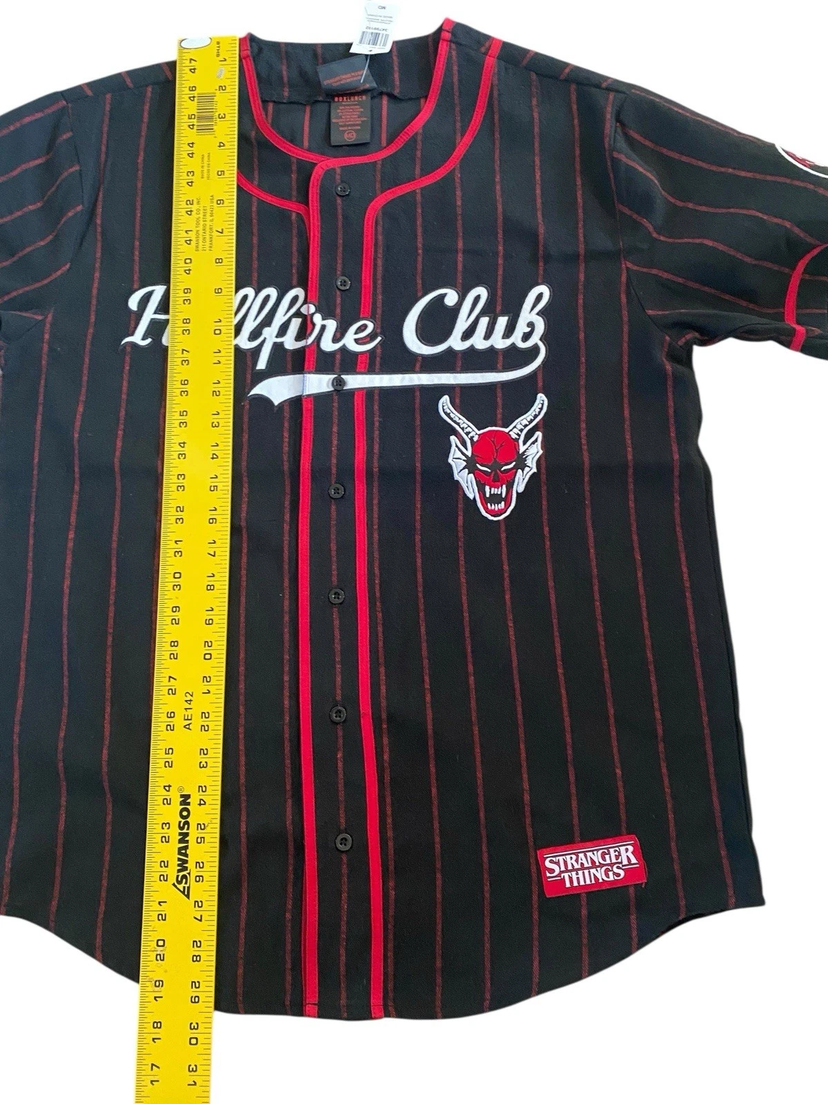 Stranger Things Hellfire Club Striped Baseball Jersey