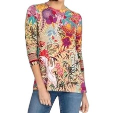 Johnny Was Getsu Favorite Long Sleeve Crew Neck Tee XL EUC