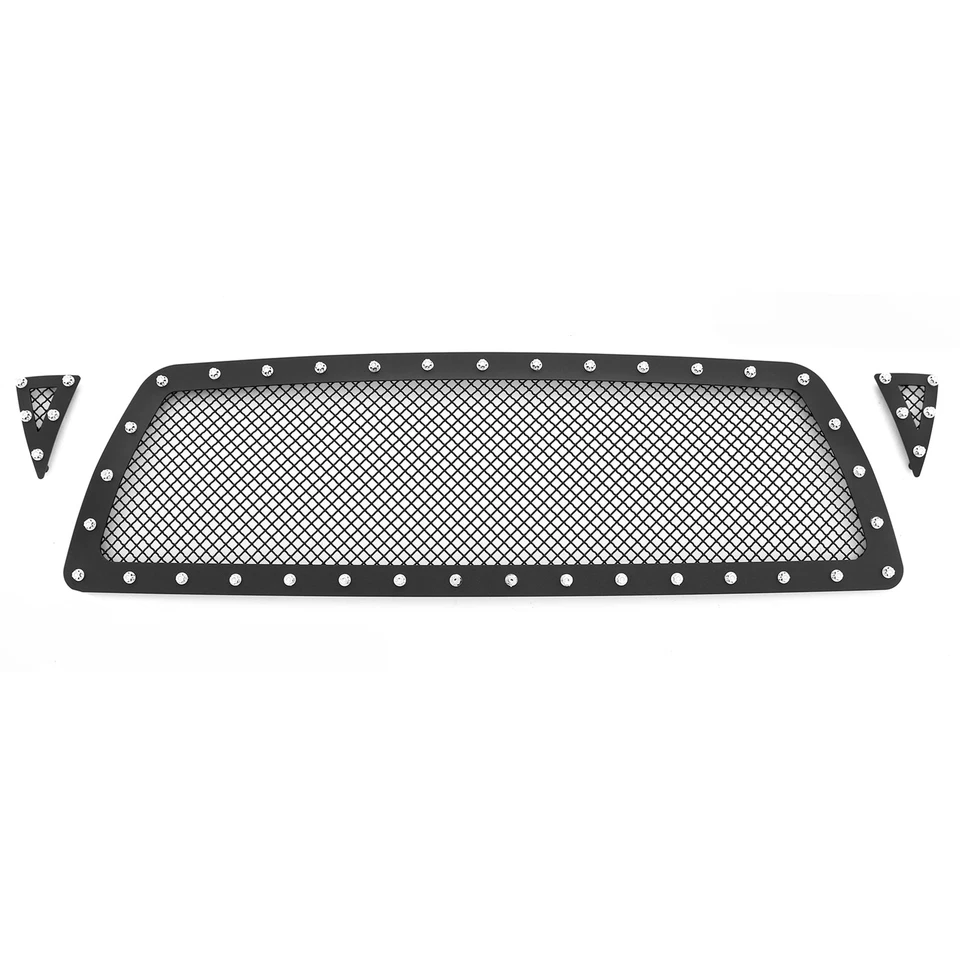 Fits 2005-2011 Toyota Tacoma Stainless Black Rivet Studs Mesh Grille Insert - Image 2 of 3