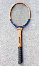 VINTAGE 60'S ZYLISS JUNIOR CHAMPION TENNIS RACKET wood laminate blue white trim