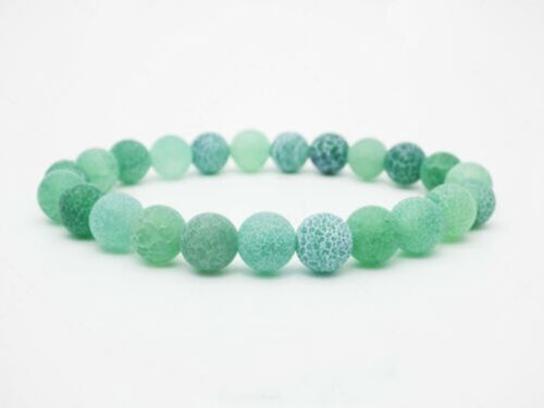 Handmade Women 8mm Green Frosted Cracked Agate Chakra Bracelet Stone Reiki Gift - Picture 1 of 4