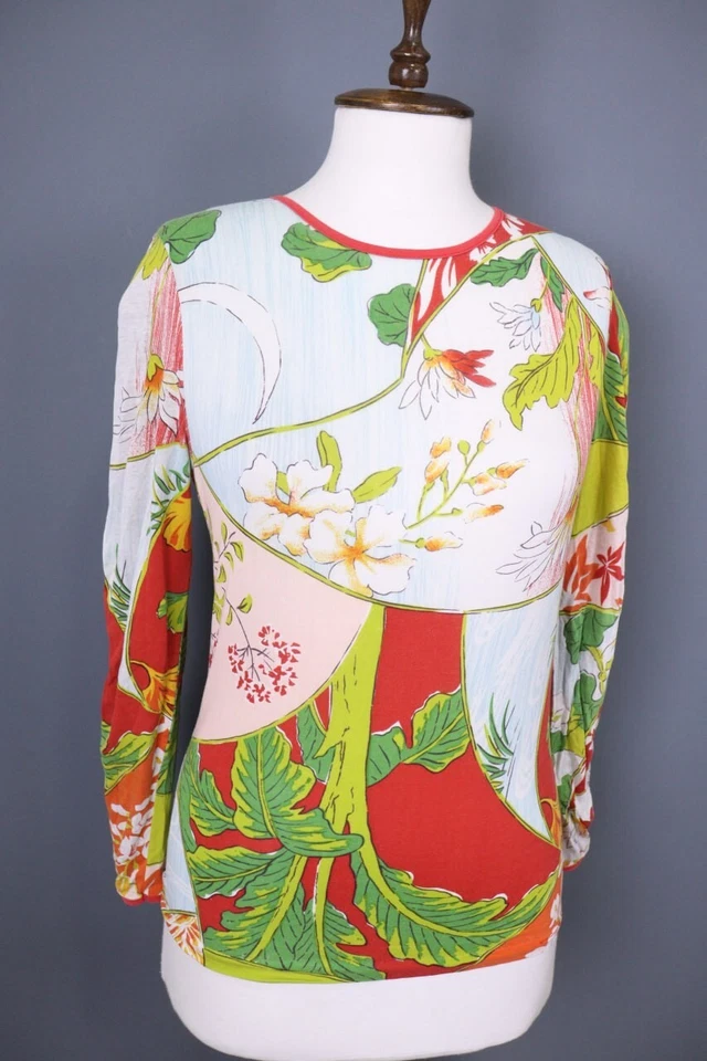 Kenzo Multicolor Printed Floral Long Sleeve Blouse Shirt Size M - Image 4 of 4