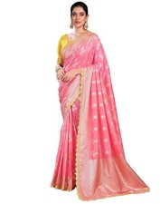 Women's Kanjivaram Pure Silk Banarasi Saree With Unstitched Blouse Piece
