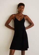 NEW MANGO (ZARA Group) Spaghetti strap Black Dress Size EUR L USA 8