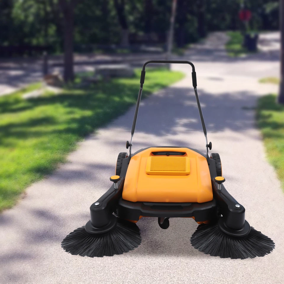 41"Outdoor Hand Push Sweeper Street Pavement Broom Floor Sweeping Cleaning Tool - Image 3 of 4