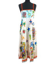 Summer Maxi Dress Star Print Multicoloured Spaghetti Strap Lightweight Women's