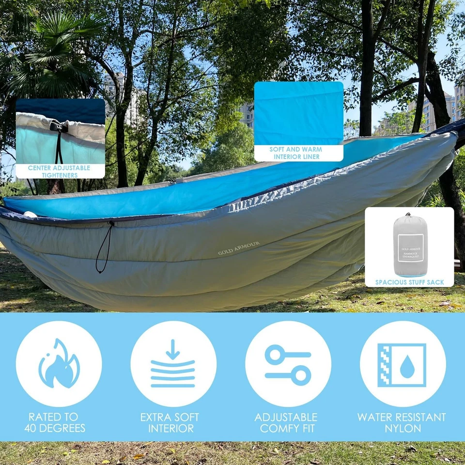 Hamaca de camping ultraligera al aire libre debajo del edredón manta térmica de invierno debajo del edredón Foto 2 de 4