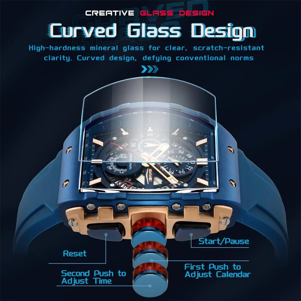 SKMEI мужчин часы прямоугольник наручные часы моды мужской кварцевые часы календарь часы - Изображение 3 из 4