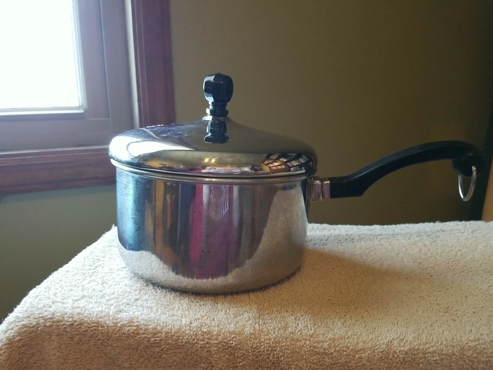 Vintage FARBERWARE Stainless Steel Aluminum Clad 2 QT Sauce Pan Pot w/ Lid