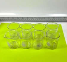 Kimax Kimble USA 50ml Beakers 1400 with Spout (Lot of 8) - Used Need Cleaning