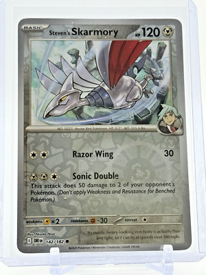 2025 Pokemon STEVEN'S SKARMORY #142/182 DR: Reverse Holo - Never Played  