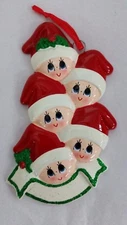 Personalized Family of Five 5 Stocking Hats Christmas Tree Ornament