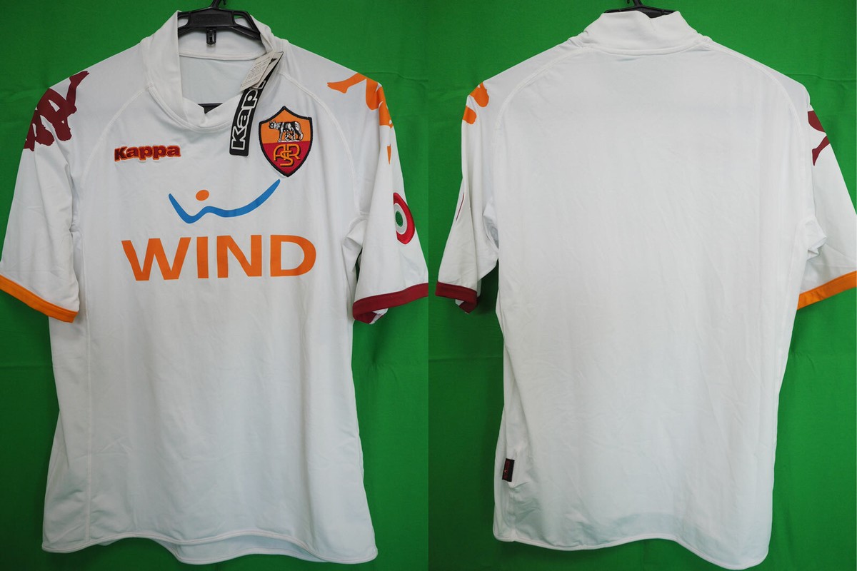 AS Roma Kappa ホワイト半袖ジャージバティストゥータ　アウェイ 2008-2009 AS Roma ASR Jersey Shirt Maglia Away Wind Kappa