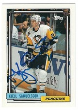 Signed KJELL SAMUELSSON 1992-93 TOPPS Pittsburgh Penguins Card #352 COA