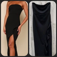 LULUS After Hours Black Strapless Ruffled Maxi Dress**Classy Size XS**NWOT*