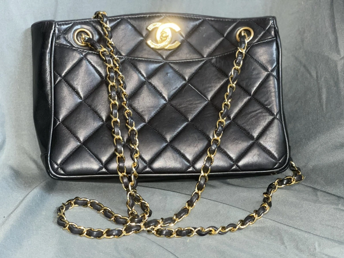 Chanel Black Lambskin Matelasse Tote With Gold Hardware - A World