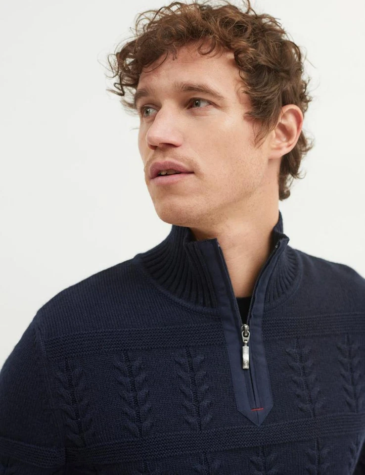 SAINT JAMES MENS DETROIT HALF ZIP SWEATER DESIGNER WOOL MIX JUMPER KNIT TOP - Image 2 of 2