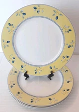 Set of 4 Royal Doulton Blueberry Dinner Plates 10.25" Yellow Rim