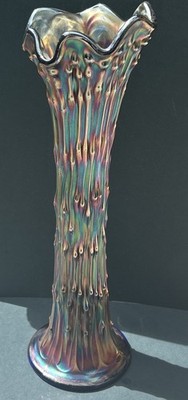 Vintage Fenton April Duschen blau Karneval Glanz Glas 12 in Vase