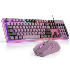 Gaming Keyboard and Mouse Combo, K1 RGB LED Backlit Keyboard with 104 Key Com...