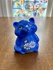 Fenton Hand Painted Glass Periwinkle Raccoon Figurine