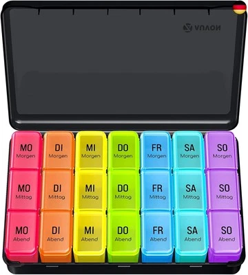 BESUCHE DEN AUVON-STORE AUVON Tablettenbox 7 Tage Morgens Mittags Abends, Tragbare Pillendose mit