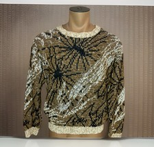Area By Tag Sweater L Geometric Knit Crew Neck USA Made Grandpa 90s