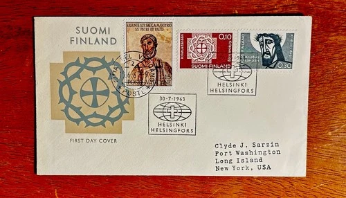 FINLAND SC#417-418 FDC LUTHERAN WORLD FEDERATION DUAL CANCEL WITH VATICAN SC#448
