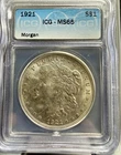 1921 Morgan Silver Dollar $1 ICG MS65 Gem Uncirculated - BK2