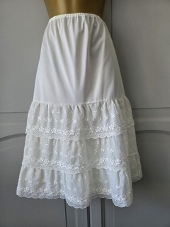 DAMEN VINTAGE ST MICHAEL WEISS SEIDIG NYLON HALB SLIP GRÖSSE MEDIUM