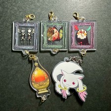 E1222 Set of 5 Kyubey Puella Magi Madoka Magica Acrylic Stand Keychain 2" Japan