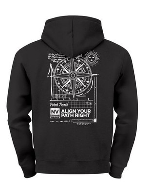 Herren Hoodie Kompass Motiv Backprint | Neverless Point North Kapuzenpullover